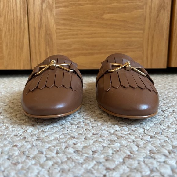 TALBOTS - Cassidy Fringed Mules - Dark Almond -- Excellent Condition - Picture 6 of 12
